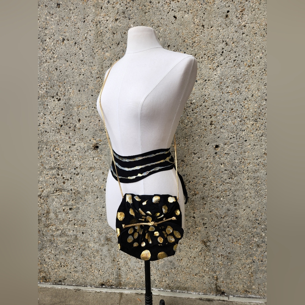 1980s gold suede crossbody purse & belt